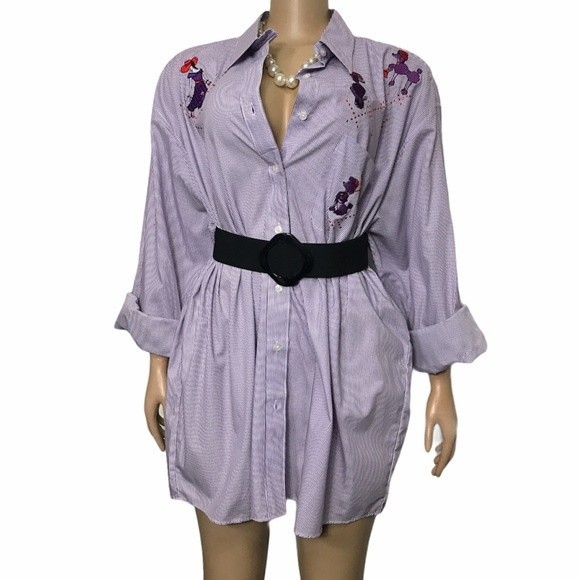 Vintage p.g.b Striped Cotton Button Down Shirt violet,red size 2X - Picture 10 of 16